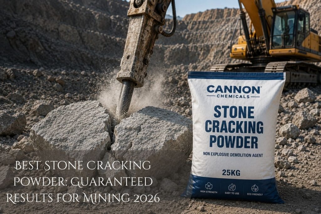 Best Stone Cracking Powder 25kg bag by Cannon Chemicals at mining site