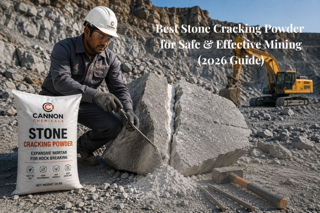 Best stone cracking powder used by worker to split granite boulder at mining site